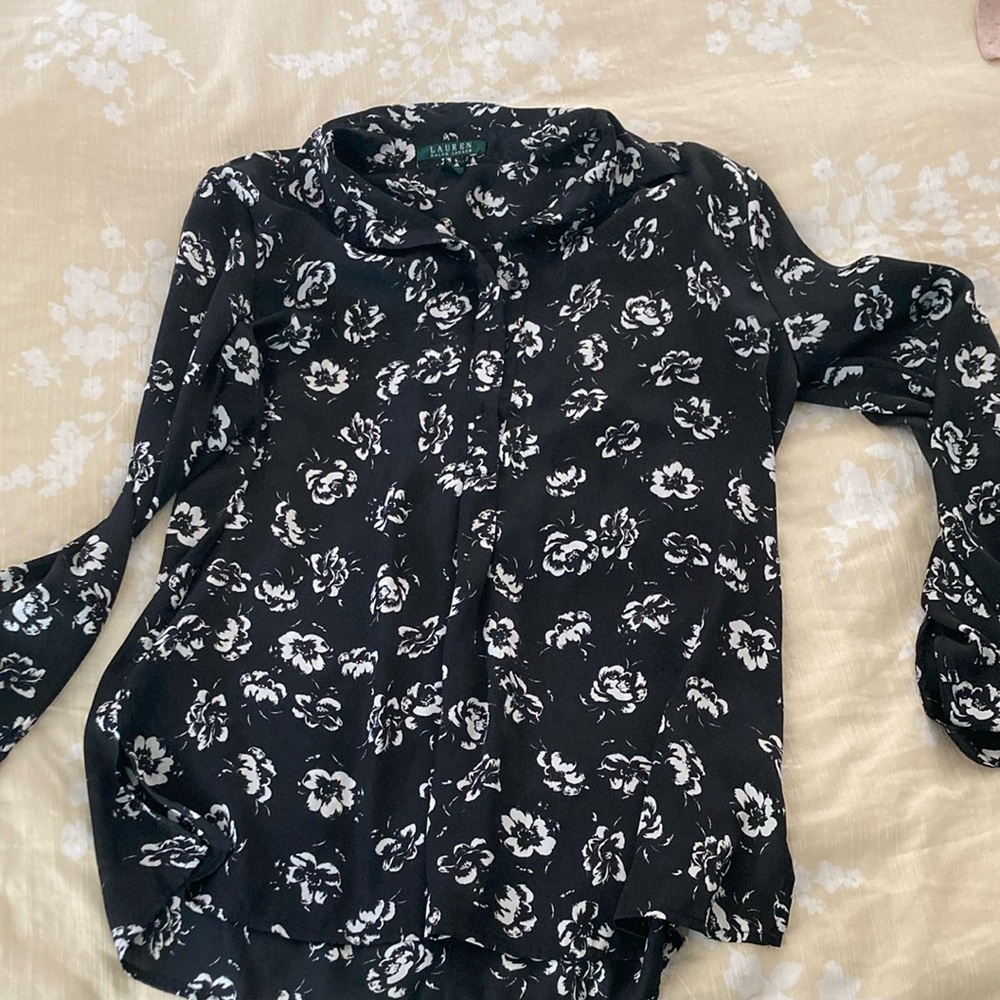 Floral Black and White Women's Top